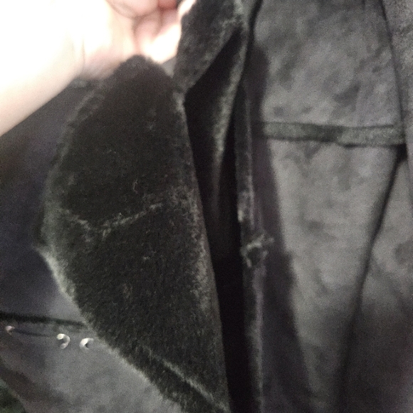 NWT Dennis Basso Patchwork Faux Suede Shearling Faux Fur Coat - Picture 8 of 12